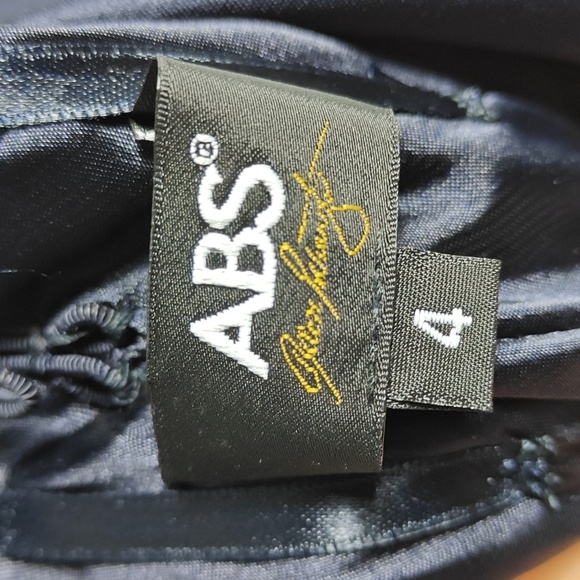 ABS Allen Schwartz Blue Formal Long  Silk Dress Gown w/ Built in Bra Size 4 - Picture 8 of 16